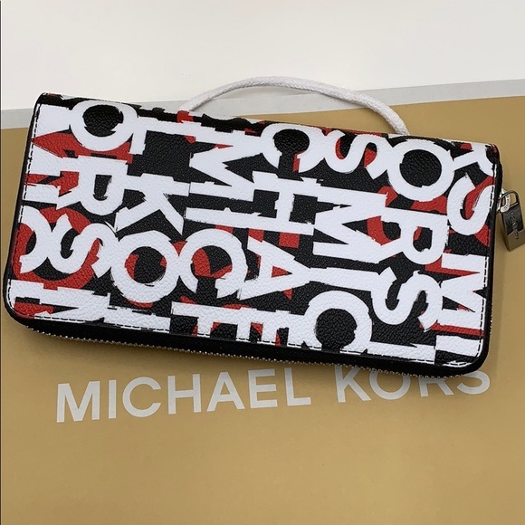 MICHAEL KORS COOPER TECH ZIP AROUND BLACK/MNDRINE - Picture 4 of 16